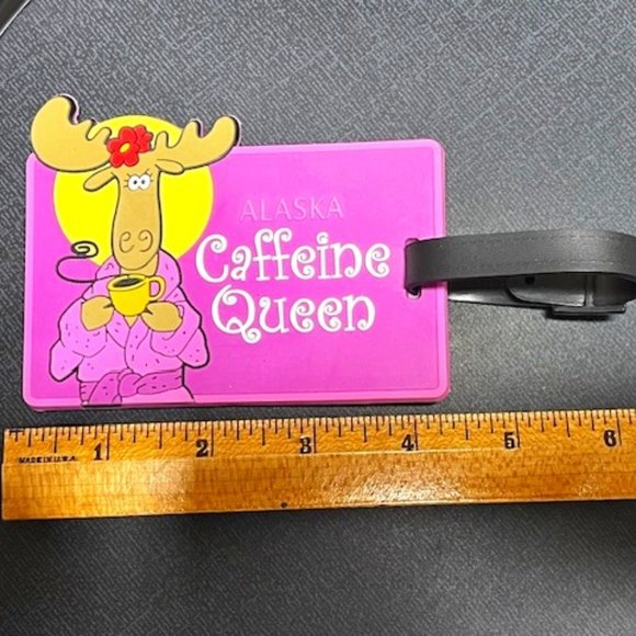 Alaska Caffeine Queen Moose Travel Luggage Baggage ID Tag 4"x3" - Picture 3 of 4